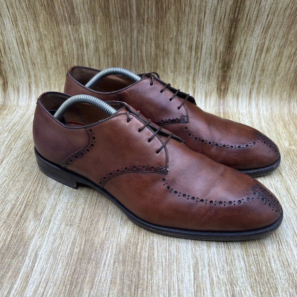 Christian Louboutin Derby Shoes Mens Size 10 EU 43 Brown Brogue Red Bottom Italy